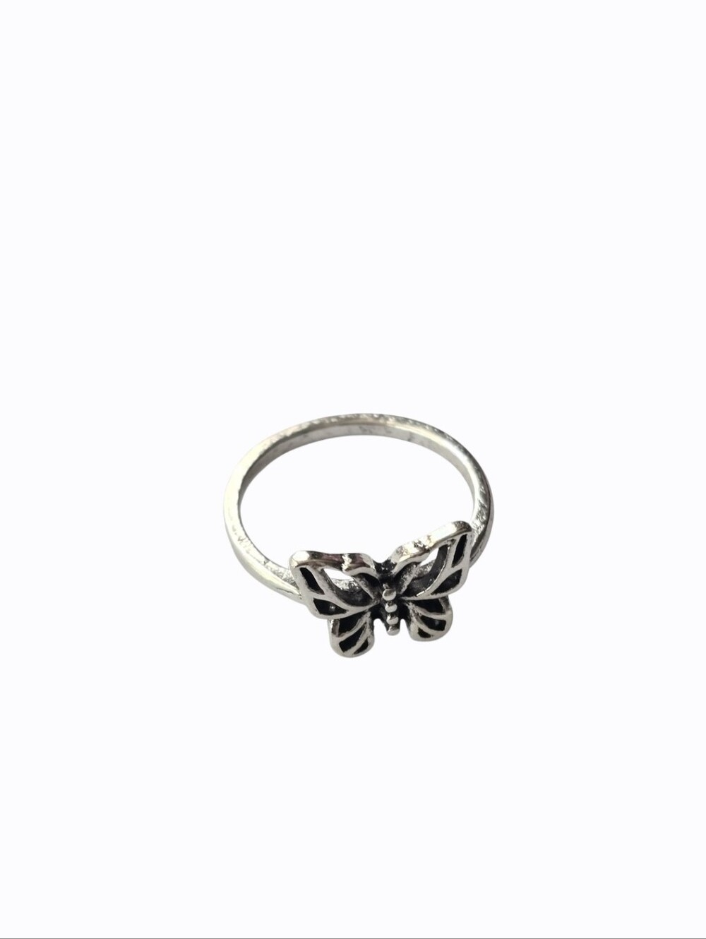 BUTTERFLY LOVERS  CUTOUT PATTERN WINGS NEW SIZE 6.5 QUALITY TITANIUM SILVER RING